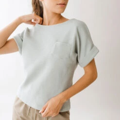 Atlas Ribbed Blouse, Grey -Clothing Promotional Store 369A4790