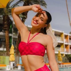 Echo Swim Top, Magenta Check -Clothing Promotional Store 369A4815final