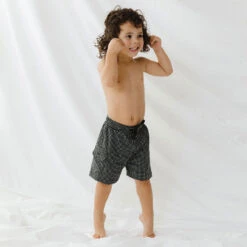 Black Checkers Jr. Swim Trunks -Clothing Promotional Store 369A4910final
