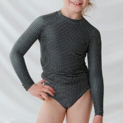 Mini Rash Guard Two-Piece Set, Black Checkers -Clothing Promotional Store 369A5109final
