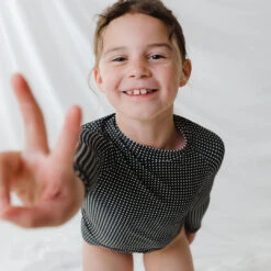 Mini Rash Guard Two-Piece Set, Black Checkers -Clothing Promotional Store 369A5121final 1