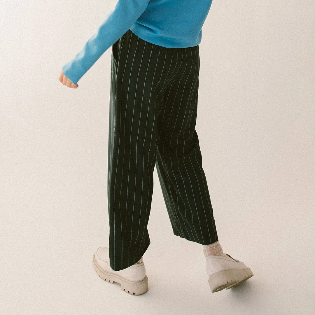 Audrey Wide Leg Pants, Navy Pinstripe 7 Audrey Wide Leg Pants, Navy Pinstripe - Image 5