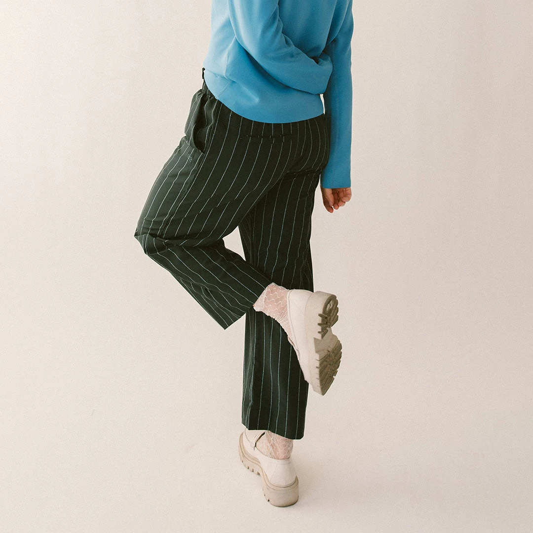 Audrey Wide Leg Pants, Navy Pinstripe 6 Audrey Wide Leg Pants, Navy Pinstripe - Image 4