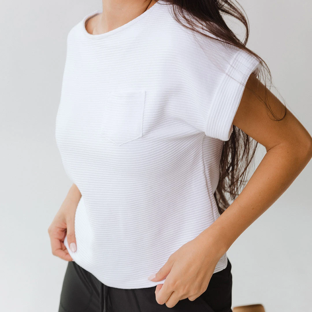 Atlas Ribbed Blouse, White 7 Atlas Ribbed Blouse, White - Image 5
