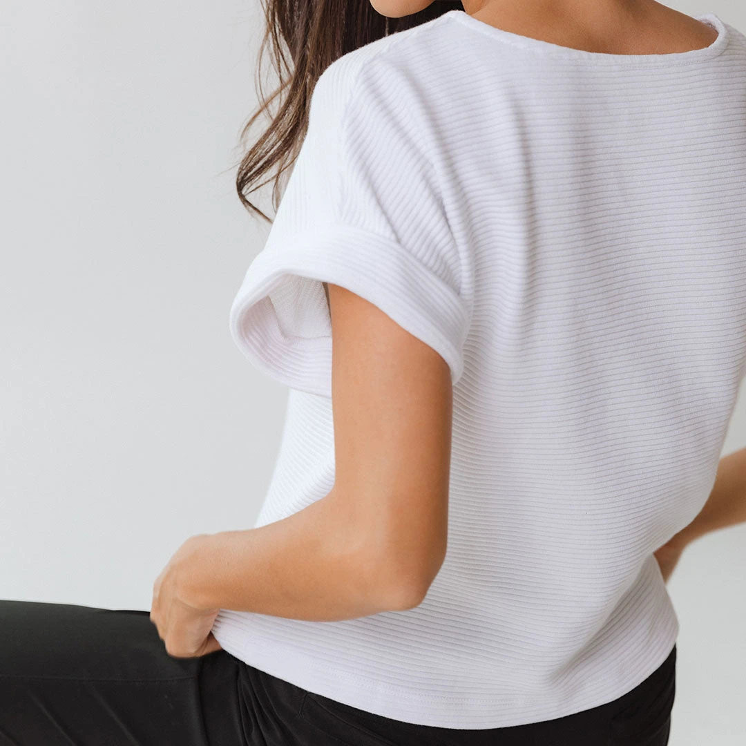 Atlas Ribbed Blouse, White 8 Atlas Ribbed Blouse, White - Image 6