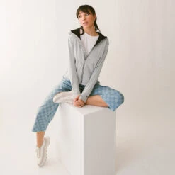 Audrey Wide Leg Pants, Blue Checkers -Clothing Promotional Store 369A6084