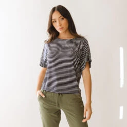 Boxy Tee, Navy And White Stripe -Clothing Promotional Store 369A6283final 1