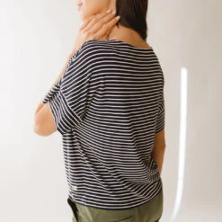 Boxy Tee, Navy And White Stripe -Clothing Promotional Store 369A6314final