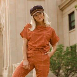 Boss Crop Tee, Rust Windowpane -Clothing Promotional Store 369A6316final