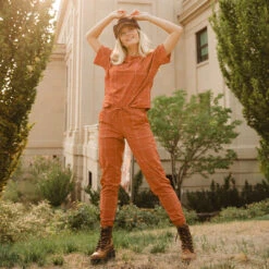 Boss Crop Tee, Rust Windowpane -Clothing Promotional Store 369A6328final