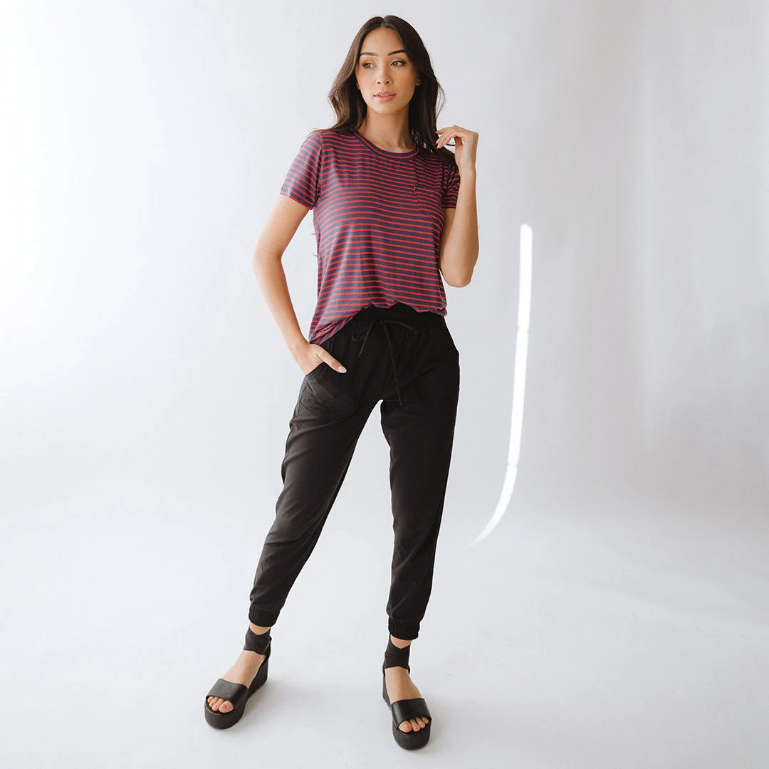 Basic Tee, Navy And Red Stripe 7 Basic Tee, Navy And Red Stripe - Image 5