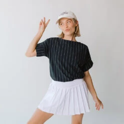 Boss Crop Tee, Navy Pinstripe 19 Boss Crop Tee, Navy Pinstripe -Clothing Promotional Store 369A6731final