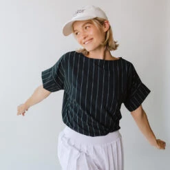 Boss Crop Tee, Navy Pinstripe 14 Boss Crop Tee, Navy Pinstripe -Clothing Promotional Store 369A6753final