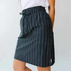 The Away Skirt, Navy Pinstripe -Clothing Promotional Store 369A6831finalcopy