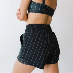 Navy Pinstripe Lunge Shorts -Clothing Promotional Store 369A6944final