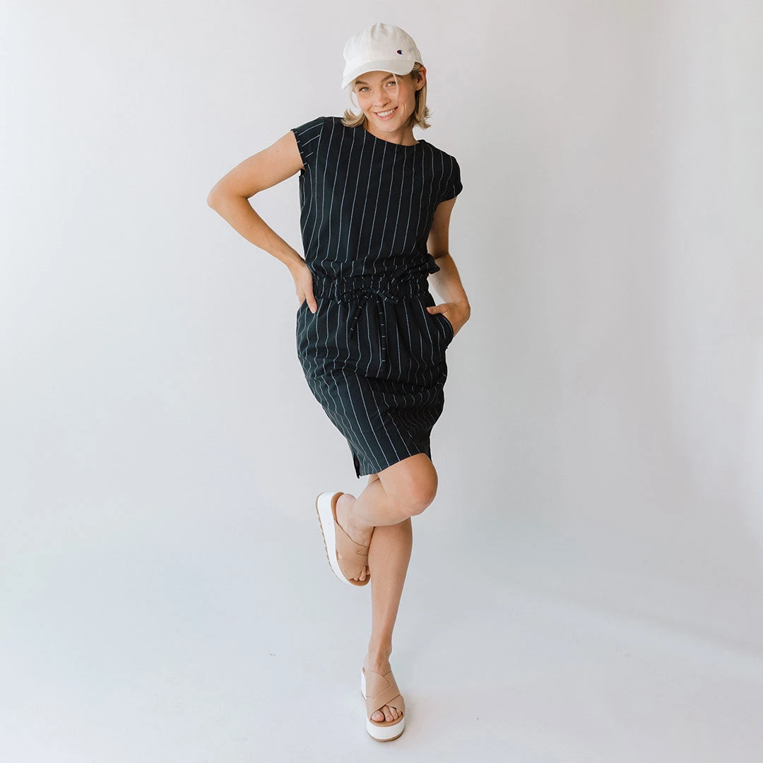 Navy Pinstripe Going Places Dress 9 Navy Pinstripe Going Places Dress - Image 7