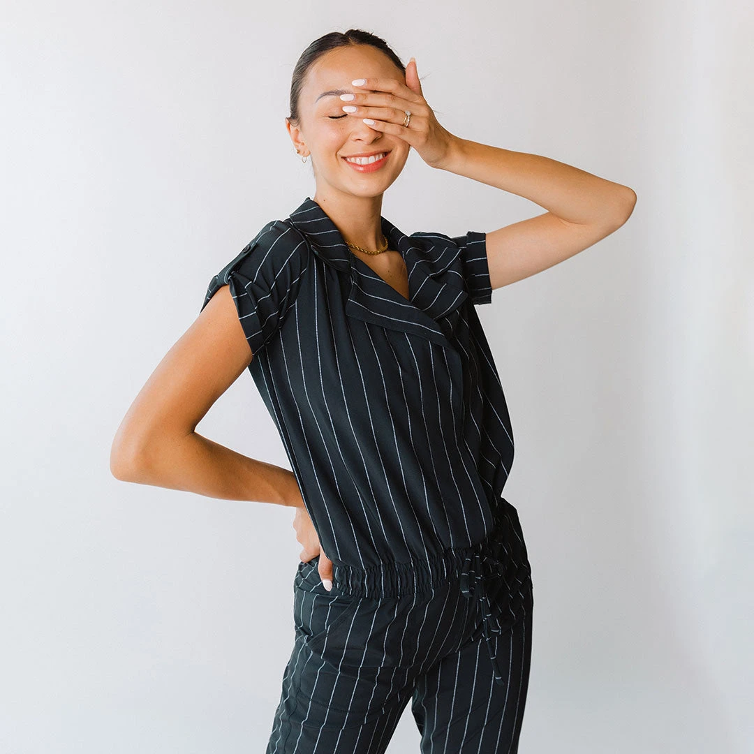 Navy Pinstripe Collar Jumpsuit 7 Navy Pinstripe Collar Jumpsuit - Image 5
