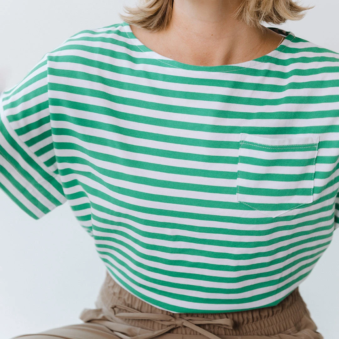 Boxy Tee, Green Stripe 8 Boxy Tee, Green Stripe - Image 7