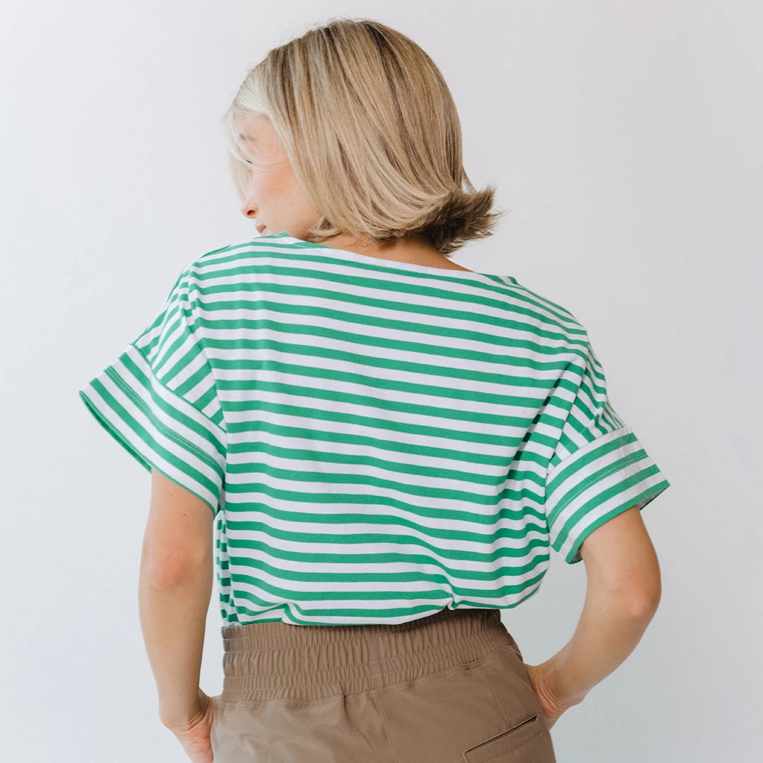 Boxy Tee, Green Stripe 4 Boxy Tee, Green Stripe - Image 3