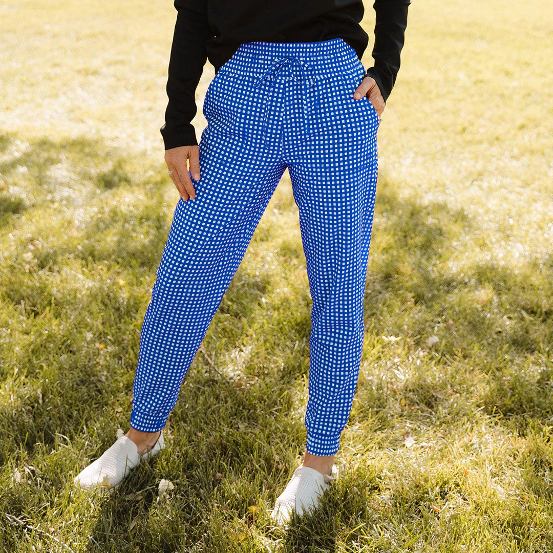 Destination Joggers, Blue Gingham 4 Destination Joggers, Blue Gingham - Image 2