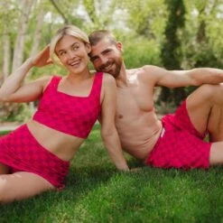 Wind And Sea Shorts 5" Inseam, Magenta Check -Clothing Promotional Store 369A7719final