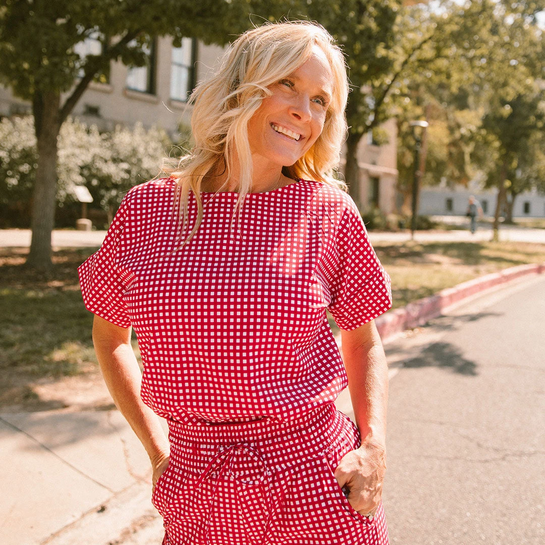 Boss Crop Tee, Red Gingham 3 Boss Crop Tee, Red Gingham