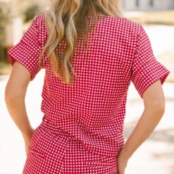 Boss Crop Tee, Red Gingham 9 Boss Crop Tee, Red Gingham -Clothing Promotional Store 369A7841final