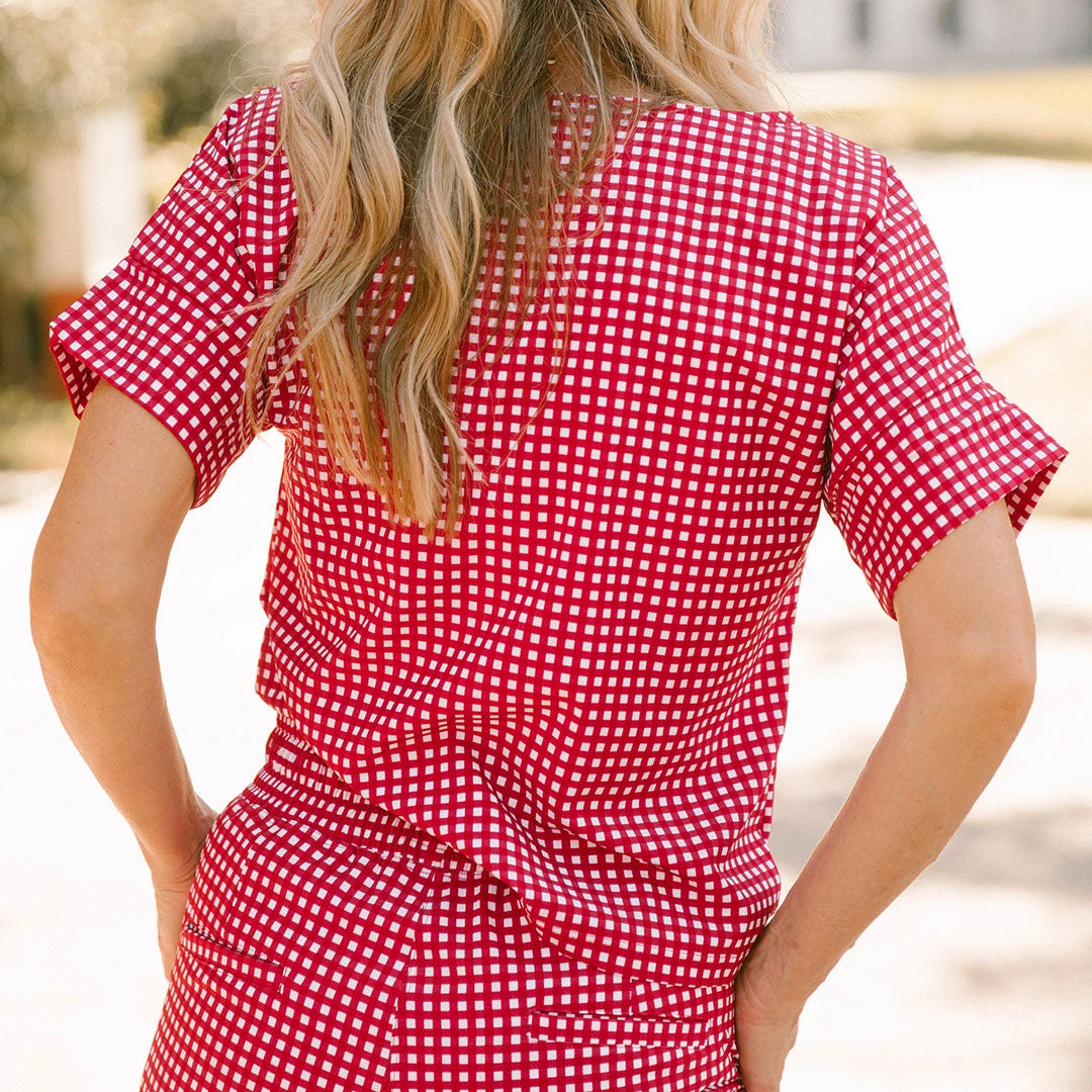 Boss Crop Tee, Red Gingham 6 Boss Crop Tee, Red Gingham - Image 4