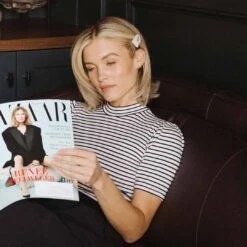 Puff Sleeve Tee, White And Black Stripe -Clothing Promotional Store 369A7849final