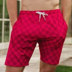Wind And Sea Shorts, Magenta Check