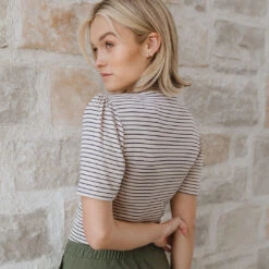 Puff Sleeve Tee, Navy Stripe 9 Puff Sleeve Tee, Navy Stripe -Clothing Promotional Store 369A7902final 1