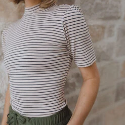 Puff Sleeve Tee, Navy Stripe 10 Puff Sleeve Tee, Navy Stripe -Clothing Promotional Store 369A7920final 1