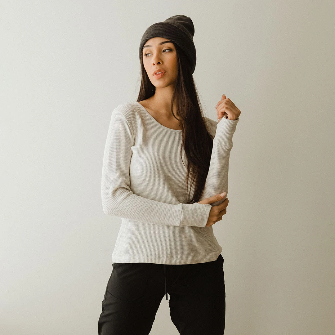 Waffle Long Sleeve Crew, Oatmeal 8 Waffle Long Sleeve Crew, Oatmeal - Image 6