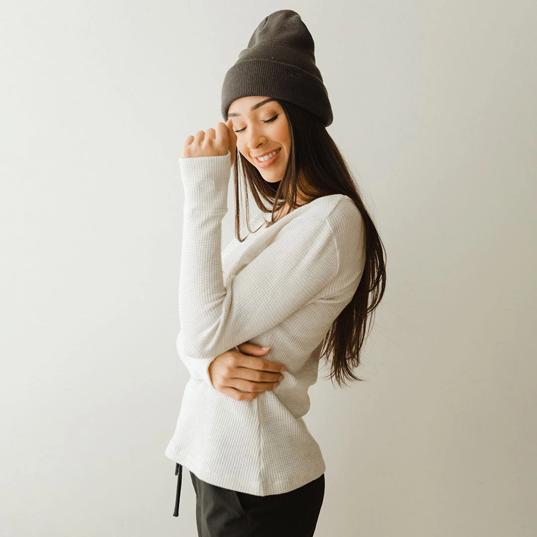 Waffle Long Sleeve Crew, Oatmeal 9 Waffle Long Sleeve Crew, Oatmeal - Image 7