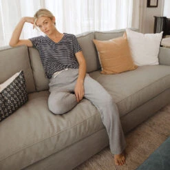 Basic V Neck Tee, Navy And White Stripe -Clothing Promotional Store 369A8313final 1