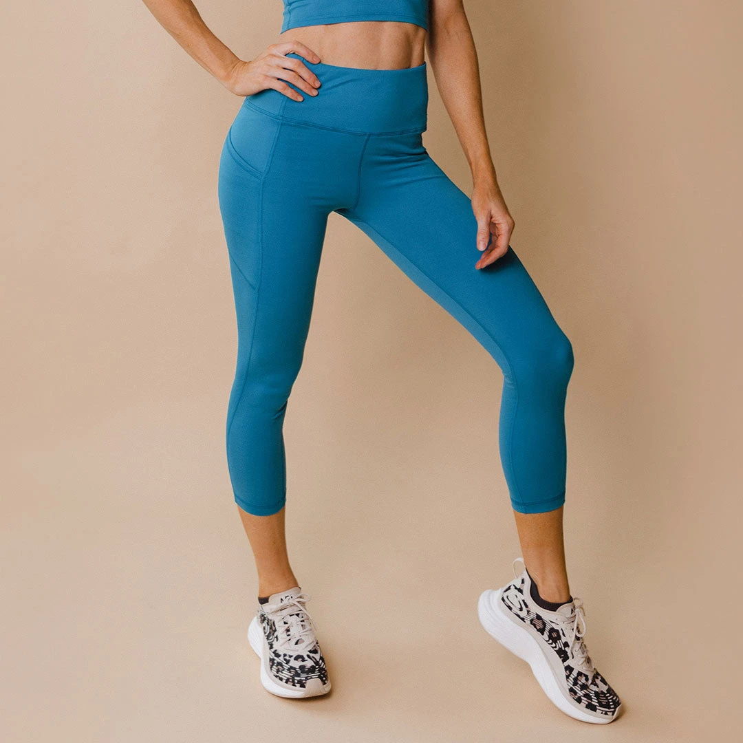 Intention Flow 3/4 Leggings, Cobalt 4 Intention Flow 3/4 Leggings, Cobalt - Image 2