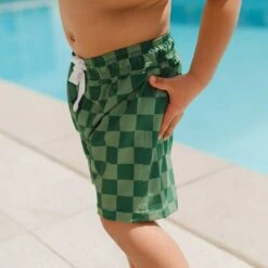 Green Check Jr. Swim Trunks -Clothing Promotional Store 369A8633final
