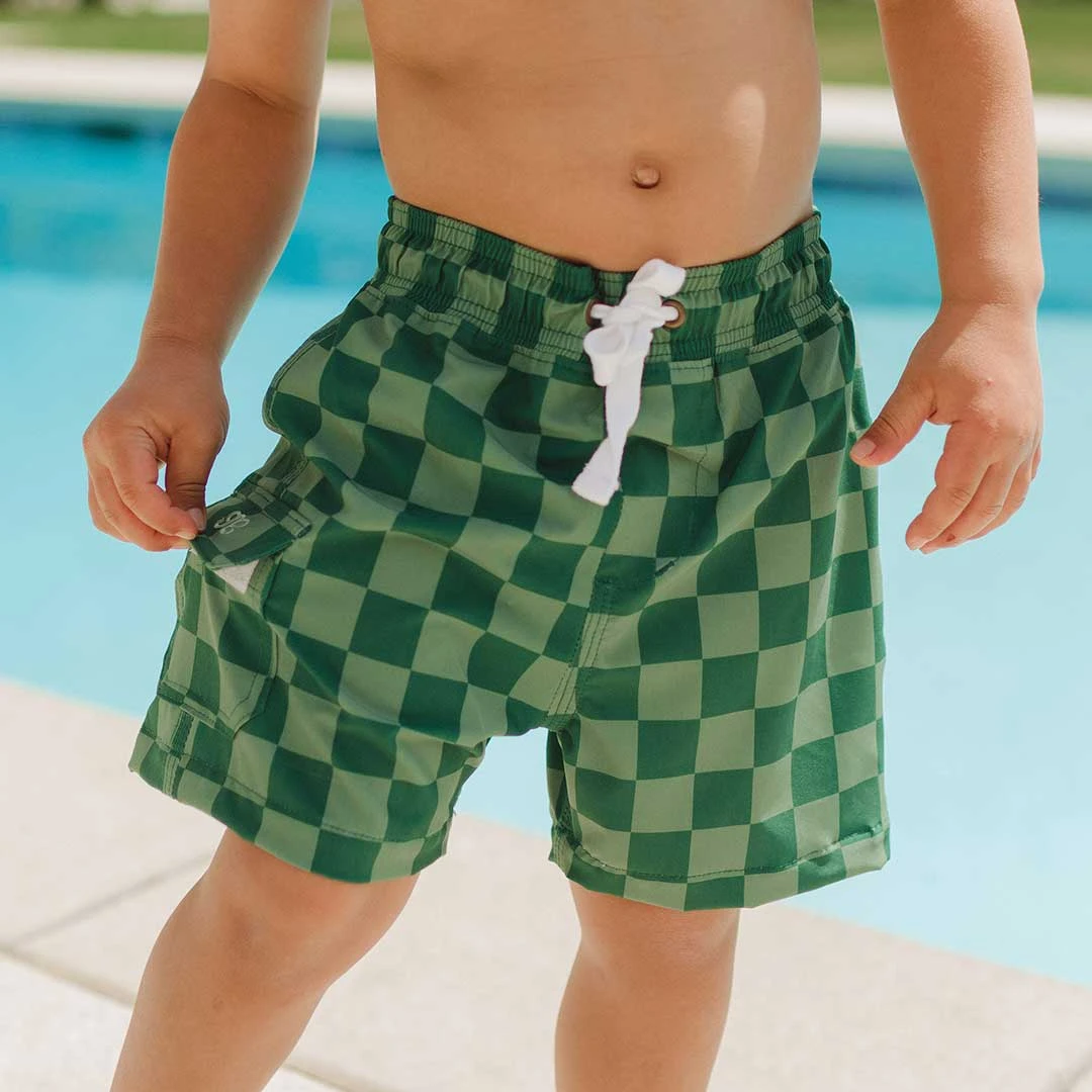 Green Check Jr. Swim Trunks 3 Green Check Jr. Swim Trunks