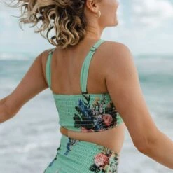 Charlotte Smocked Crop, Rose Mint -Clothing Promotional Store 369A9044final