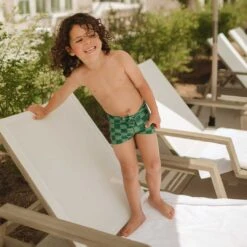 Mini Rash Guard And Shorts Set, Green Check -Clothing Promotional Store 369A9114finnal 1