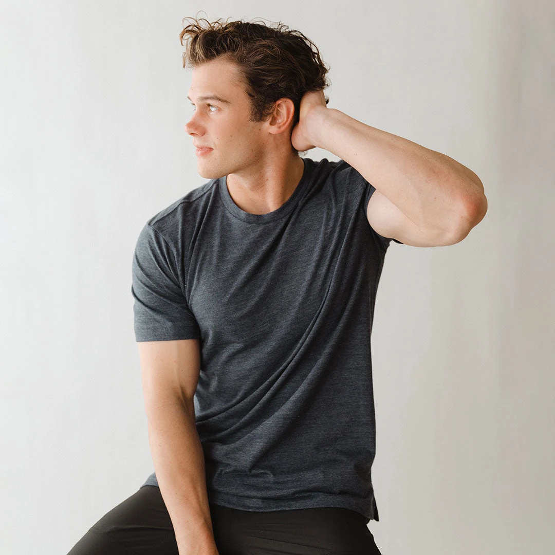 Men's Classic Tee, Heather Navy 4 Men's Classic Tee, Heather Navy - Image 2