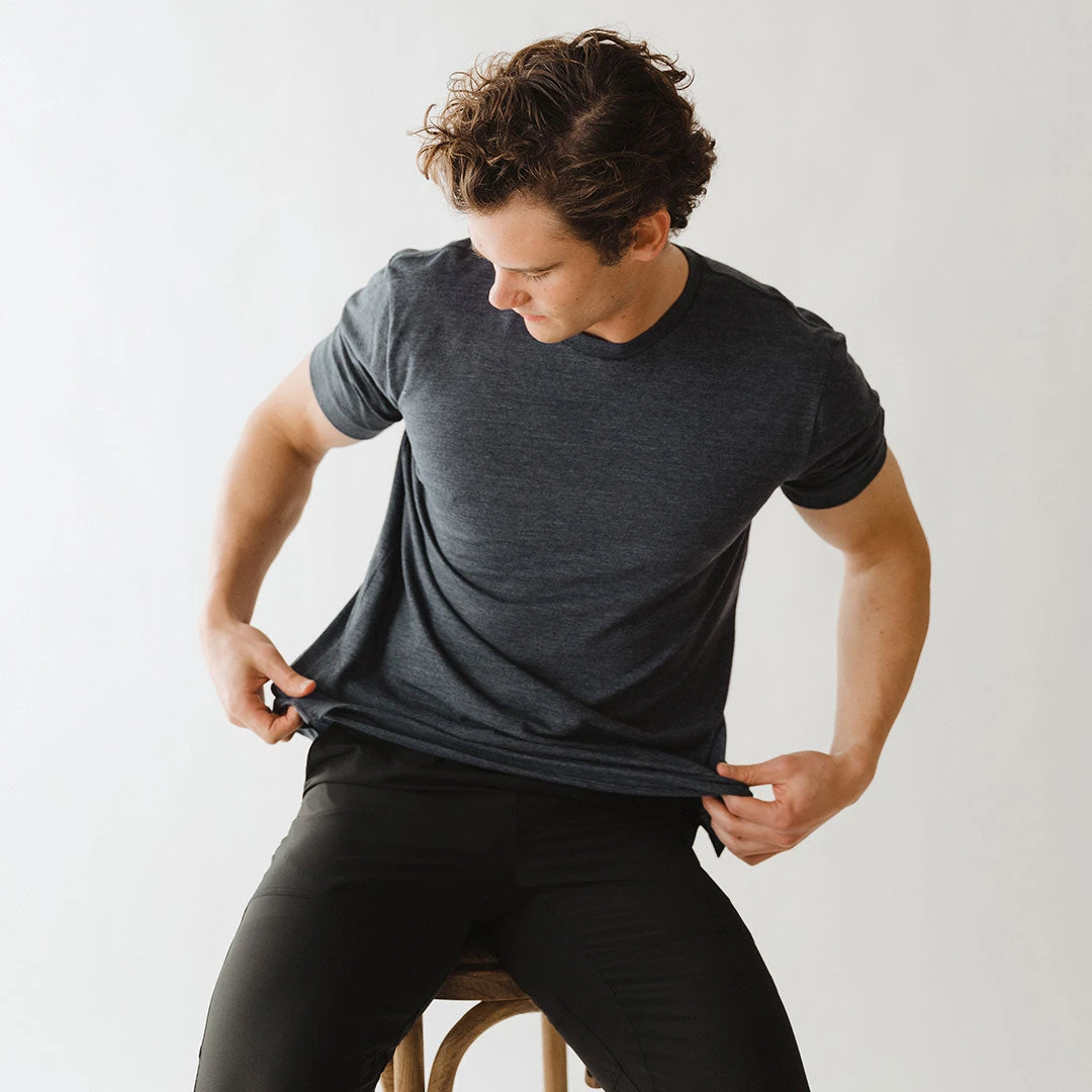 Men's Classic Tee, Heather Navy 5 Men's Classic Tee, Heather Navy - Image 3