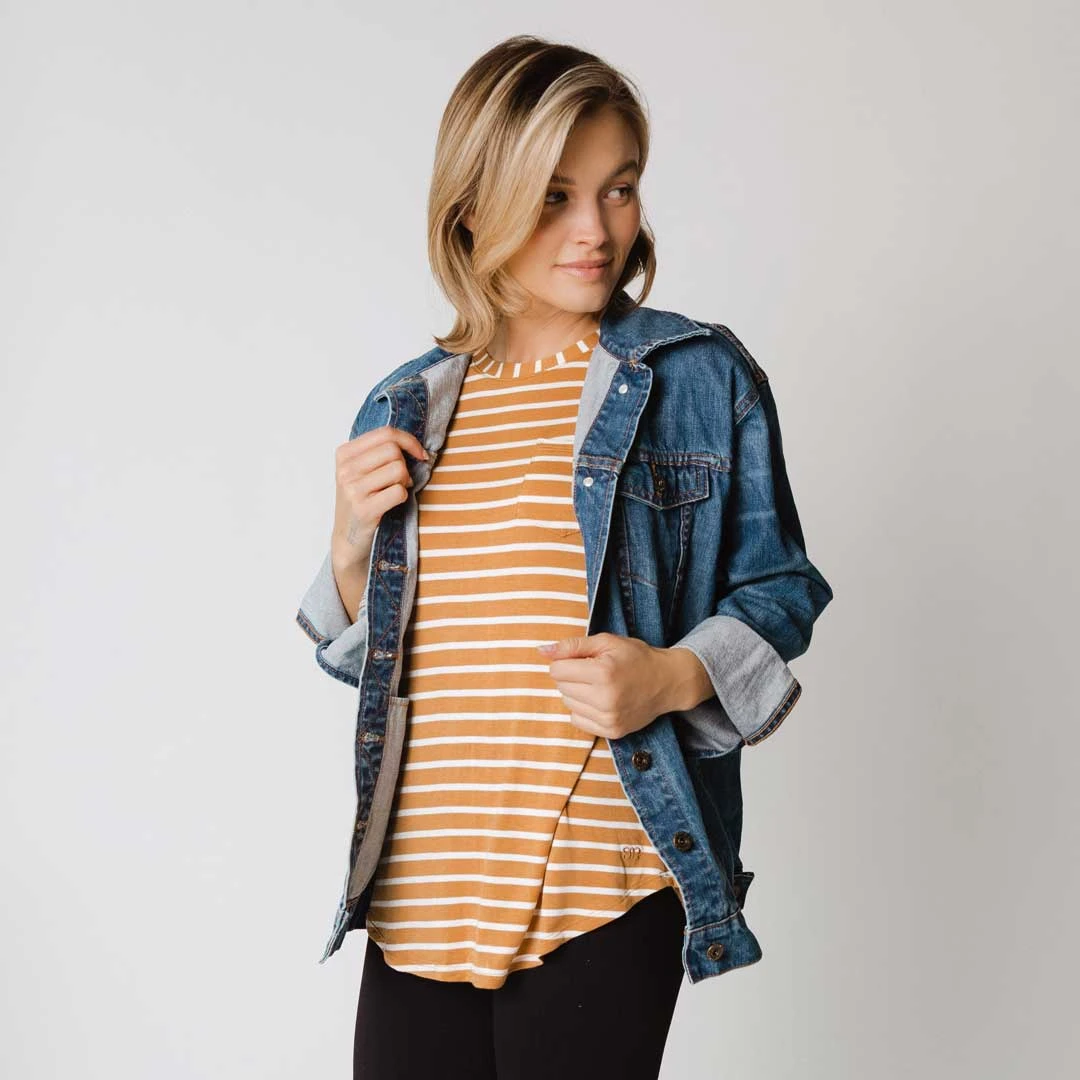 Basic Tee, Mustard Ivory 5 Basic Tee, Mustard Ivory - Image 3