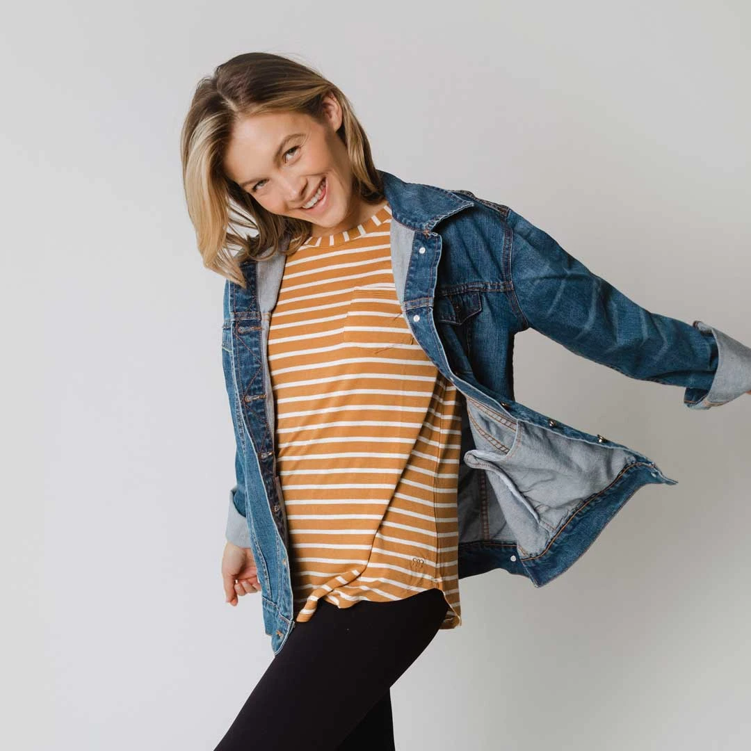 Basic Tee, Mustard Ivory 6 Basic Tee, Mustard Ivory - Image 4