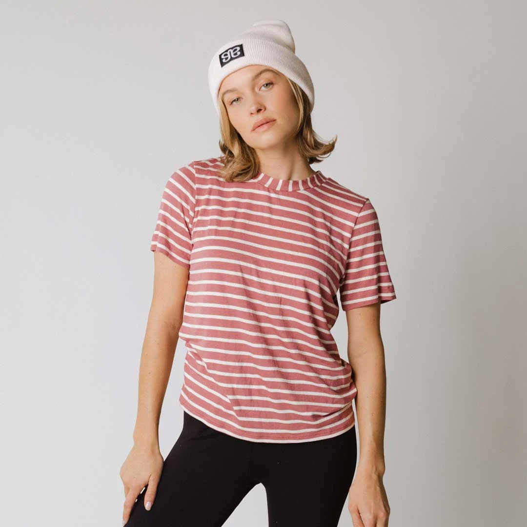 Boyfriend Tee, Mauve/Ivory 6 Boyfriend Tee, Mauve/Ivory - Image 4