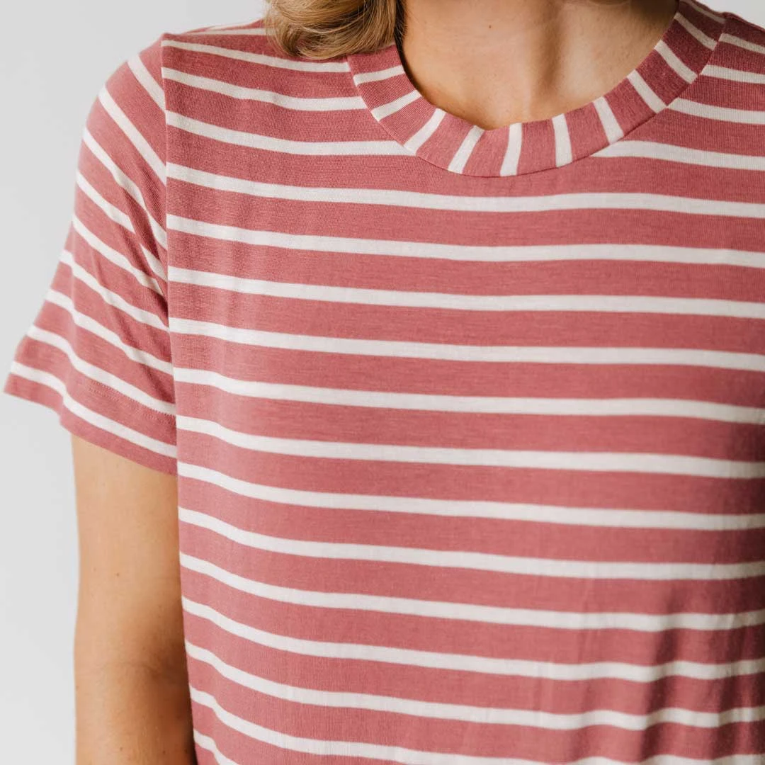 Boyfriend Tee, Mauve/Ivory 5 Boyfriend Tee, Mauve/Ivory - Image 3