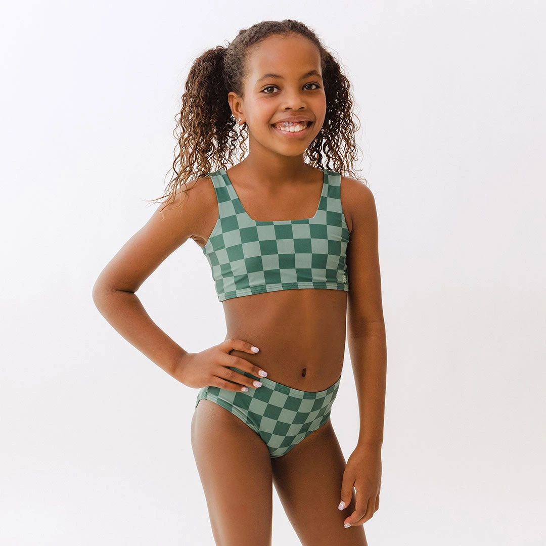 Mini Olivia Two-Piece Set, Green Check 3 Mini Olivia Two-Piece Set, Green Check