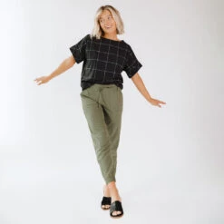 Boss Crop Tee, Black Windowpane -Clothing Promotional Store 369A9944final