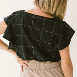 9 To 9 Boss Crop Tee, Black Windowpane -Clothing Promotional Store 369A9969final