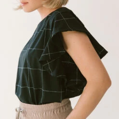 9 To 9 Boss Crop Tee, Black Windowpane -Clothing Promotional Store 369A9986final